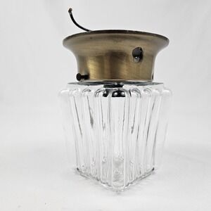 Vintage Art Deco Ceiling Light Fixture Fluted Crystal Jelly Jar Flush Mount
